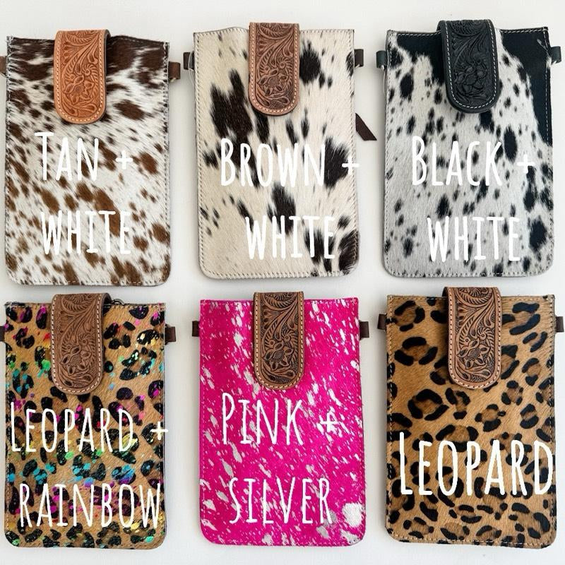 Boho Ranch Cowhide + Leather Crossbody Mobile Purse Bag