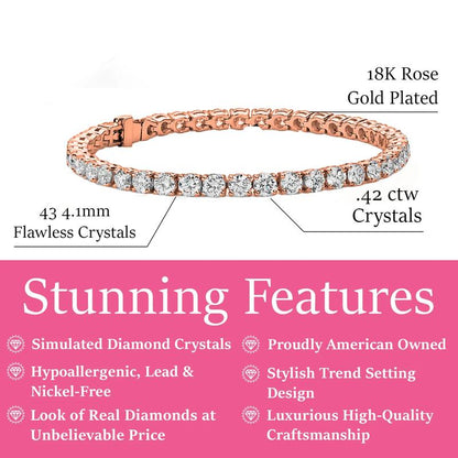 Olivia 18K White Gold Plated Tennis Bracelet with Simulated Diamond Crystals