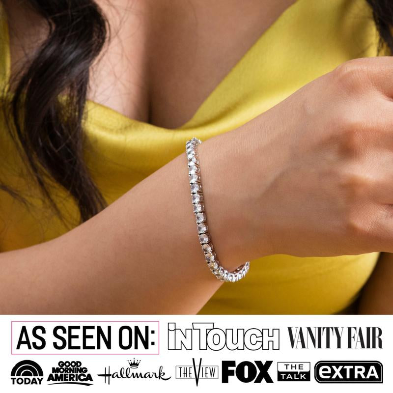 Olivia 18K White Gold Plated Tennis Bracelet with Simulated Diamond Crystals