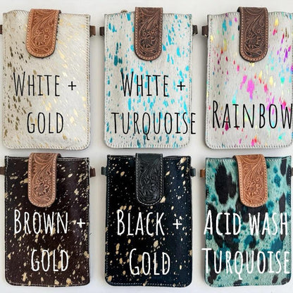 Boho Ranch Cowhide + Leather Crossbody Mobile Purse Bag